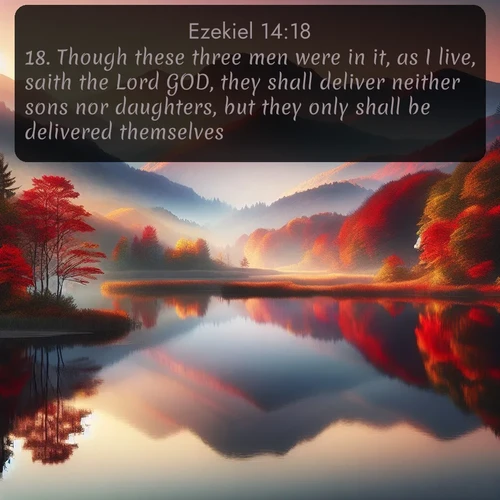 citation biblique : 18. Though these three men were in it, as I live, saith the Lord GOD, they shall deliver neither sons nor daughters, but they only shall be delivered themselves.
 sur fond image nature