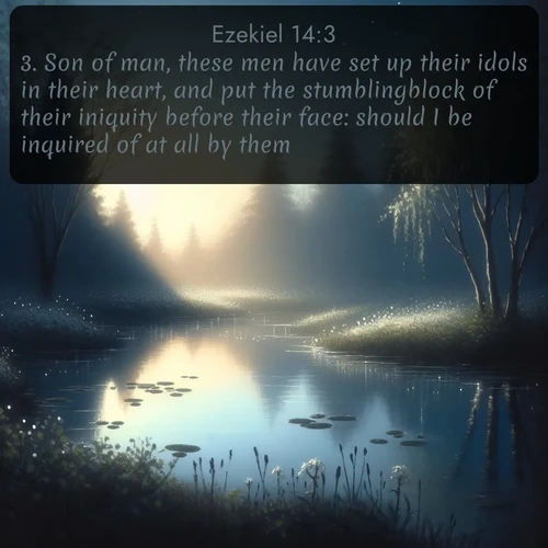 citation biblique : 3. Son of man, these men have set up their idols in their heart, and put the stumblingblock of their iniquity before their face: should I be inquired of at all by them?
 sur fond image nature