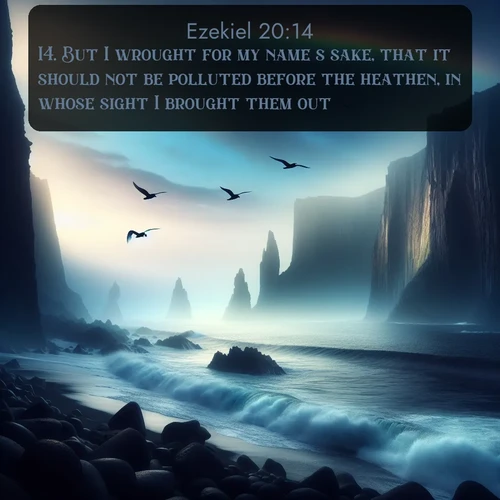 citation biblique : 14. But I wrought for my name&#039;s sake, that it should not be polluted before the heathen, in whose sight I brought them out.
 sur fond image nature