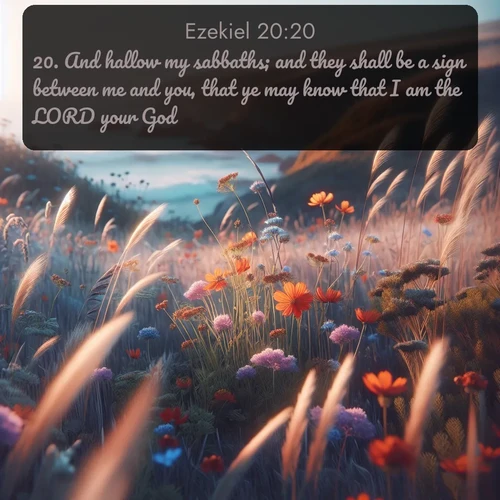 citation biblique : 20. And hallow my sabbaths; and they shall be a sign between me and you, that ye may know that I am the LORD your God.
 sur fond image nature