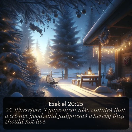 citation biblique : 25. Wherefore I gave them also statutes that were not good, and judgments whereby they should not live;
 sur fond image nature