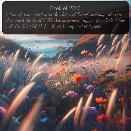 citation biblique : 3. Son of man, speak unto the elders of Israel, and say unto them, Thus saith the Lord GOD; Are ye come to inquire of me? As I live, saith the Lord GOD, I will not be inquired of by you.
 sur fond image nature