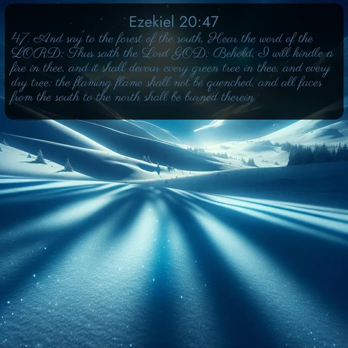 citation biblique : 47. And say to the forest of the south, Hear the word of the LORD; Thus saith the Lord GOD; Behold, I will kindle a fire in thee, and it shall devour every green tree in thee, and every dry tree: the flaming flame shall not be quenched, and all faces from the south to the north shall be burned therein.
 sur fond image nature