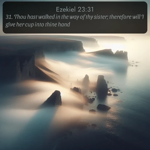 citation biblique : 31. Thou hast walked in the way of thy sister; therefore will I give her cup into thine hand.
 sur fond image nature