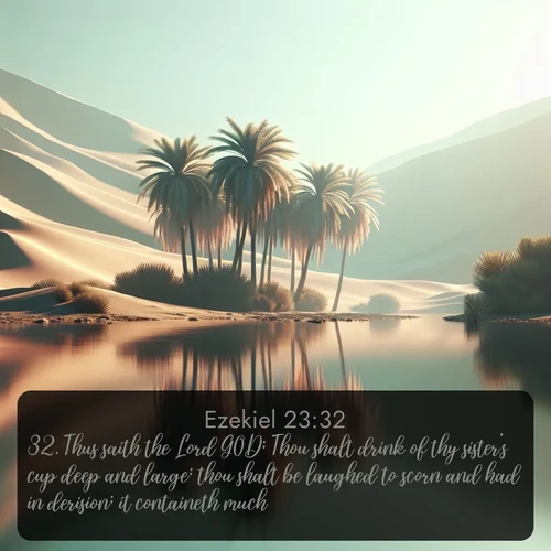 citation biblique : 32. Thus saith the Lord GOD; Thou shalt drink of thy sister&#039;s cup deep and large: thou shalt be laughed to scorn and had in derision; it containeth much.
 sur fond image nature