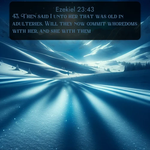 citation biblique : 43. Then said I unto her that was old in adulteries, Will they now commit whoredoms with her, and she with them?
 sur fond image nature