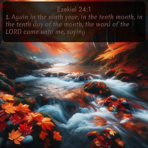 citation biblique : 1. Again in the ninth year, in the tenth month, in the tenth day of the month, the word of the LORD came unto me, saying,
 sur fond image nature