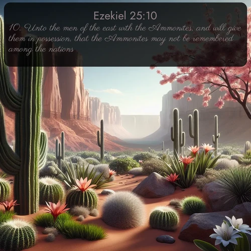 citation biblique : 10. Unto the men of the east with the Ammonites, and will give them in possession, that the Ammonites may not be remembered among the nations.
 sur fond image nature