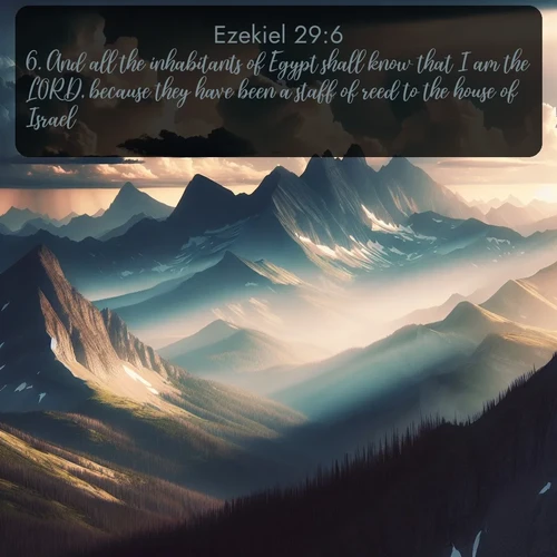 citation biblique : 6. And all the inhabitants of Egypt shall know that I am the LORD, because they have been a staff of reed to the house of Israel.
 sur fond image nature