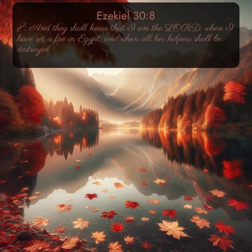 citation biblique : 8. And they shall know that I am the LORD, when I have set a fire in Egypt, and when all her helpers shall be destroyed.
 sur fond image nature