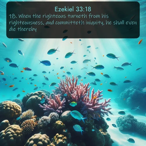 citation biblique : 18. When the righteous turneth from his righteousness, and committeth iniquity, he shall even die thereby.
 sur fond image nature