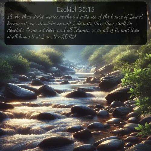 citation biblique : 15. As thou didst rejoice at the inheritance of the house of Israel, because it was desolate, so will I do unto thee: thou shalt be desolate, O mount Seir, and all Idumea, even all of it: and they shall know that I am the LORD.
 sur fond image nature