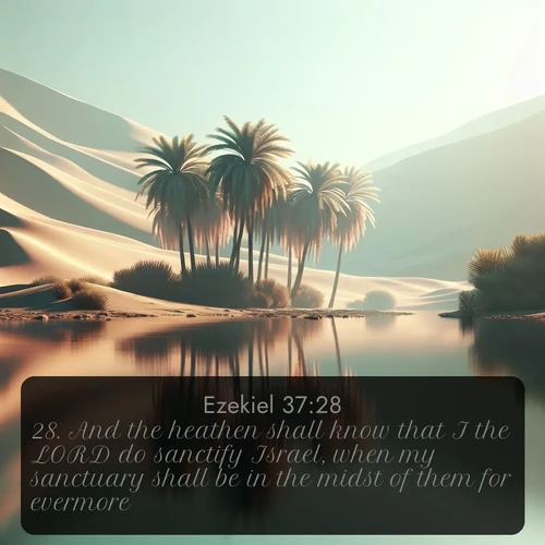citation biblique : 28. And the heathen shall know that I the LORD do sanctify Israel, when my sanctuary shall be in the midst of them for evermore.
 sur fond image nature