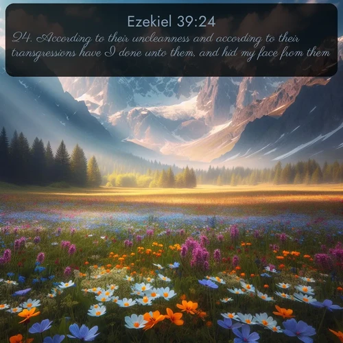 citation biblique : 24. According to their uncleanness and according to their transgressions have I done unto them, and hid my face from them.
 sur fond image nature