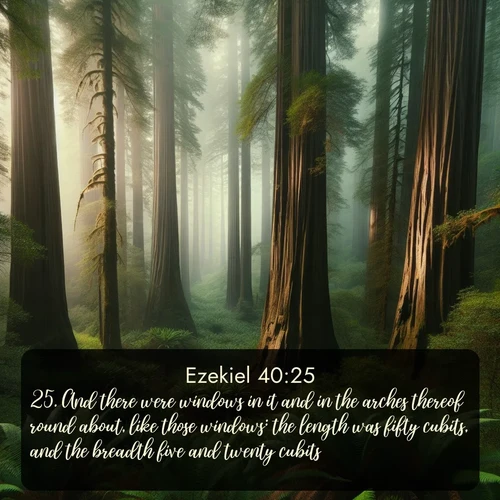 citation biblique : 25. And there were windows in it and in the arches thereof round about, like those windows: the length was fifty cubits, and the breadth five and twenty cubits.
 sur fond image nature