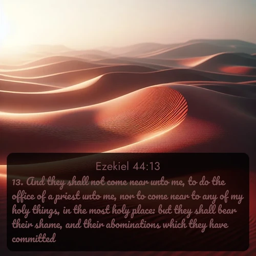 citation biblique : 13. And they shall not come near unto me, to do the office of a priest unto me, nor to come near to any of my holy things, in the most holy place: but they shall bear their shame, and their abominations which they have committed.
 sur fond image nature