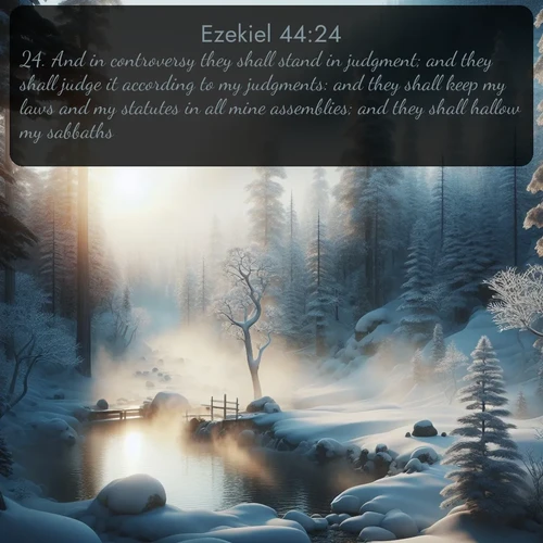 citation biblique : 24. And in controversy they shall stand in judgment; and they shall judge it according to my judgments: and they shall keep my laws and my statutes in all mine assemblies; and they shall hallow my sabbaths.
 sur fond image nature