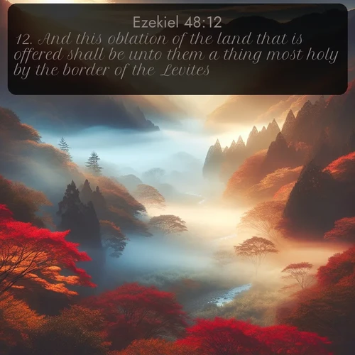 citation biblique : 12. And this oblation of the land that is offered shall be unto them a thing most holy by the border of the Levites.
 sur fond image nature
