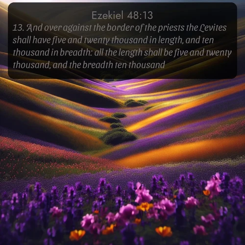 citation biblique : 13. And over against the border of the priests the Levites shall have five and twenty thousand in length, and ten thousand in breadth: all the length shall be five and twenty thousand, and the breadth ten thousand.
 sur fond image nature