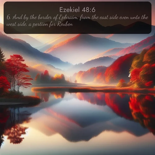 citation biblique : 6. And by the border of Ephraim, from the east side even unto the west side, a portion for Reuben.
 sur fond image nature