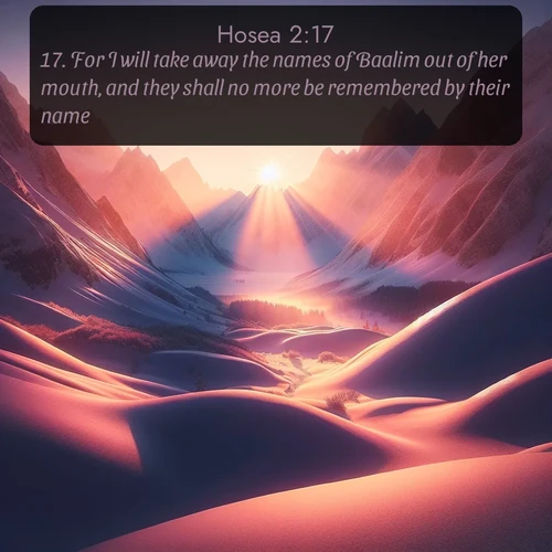 citation biblique : 17. For I will take away the names of Baalim out of her mouth, and they shall no more be remembered by their name.
 sur fond image nature