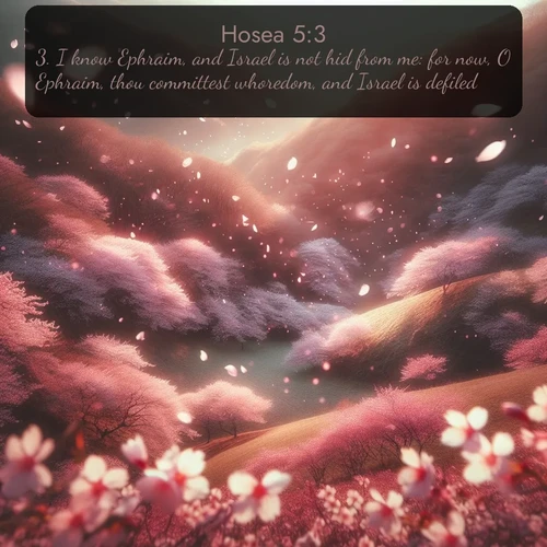 citation biblique : 3. I know Ephraim, and Israel is not hid from me: for now, O Ephraim, thou committest whoredom, and Israel is defiled.
 sur fond image nature