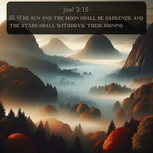 citation biblique : 15. The sun and the moon shall be darkened, and the stars shall withdraw their shining.
 sur fond image nature