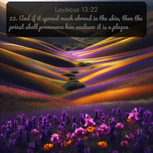 citation biblique : 22. And if it spread much abroad in the skin, then the priest shall pronounce him unclean: it is a plague.
 sur fond image nature