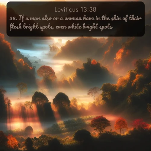 citation biblique : 38. If a man also or a woman have in the skin of their flesh bright spots, even white bright spots;
 sur fond image nature
