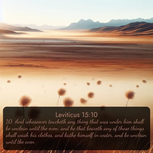 KJV Leviticus  ; image nature: image with the bible verse :And whosoever toucheth any thing that was under him shall be unclean until the even: and he that beareth any of those things shall wash his clothes, and bathe himself in water, and be unclean until the even. ; Explore a gallery of beautiful Bible verse images with tranquil natural settings—perfect for phone backgrounds or inspirational posts. Download your favorite verses like KJV Leviticus 15:10 today. Current verse is overlayed with the thematic nature scene : Autumn wind sends tumbleweeds dancing across the prairie. ; 15:10