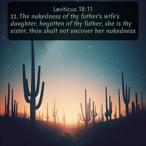 citation biblique : 11. The nakedness of thy father&#039;s wife&#039;s daughter, begotten of thy father, she is thy sister, thou shalt not uncover her nakedness.
 sur fond image nature