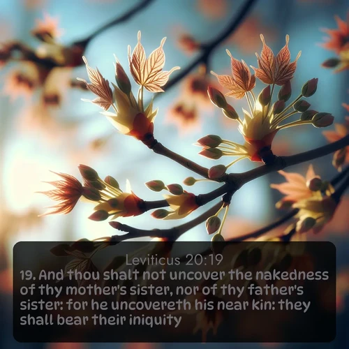 citation biblique : 19. And thou shalt not uncover the nakedness of thy mother&#039;s sister, nor of thy father&#039;s sister: for he uncovereth his near kin: they shall bear their iniquity.
 sur fond image nature