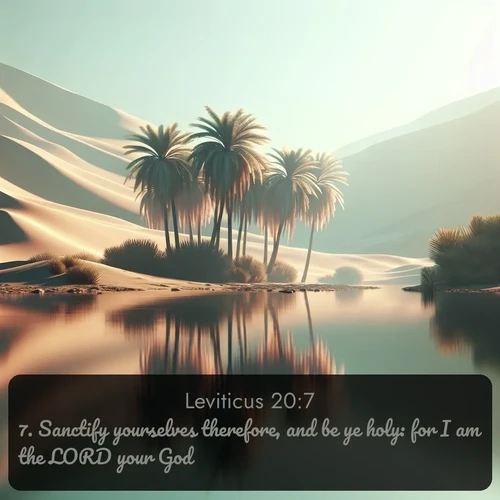 citation biblique : 7. Sanctify yourselves therefore, and be ye holy: for I am the LORD your God.
 sur fond image nature