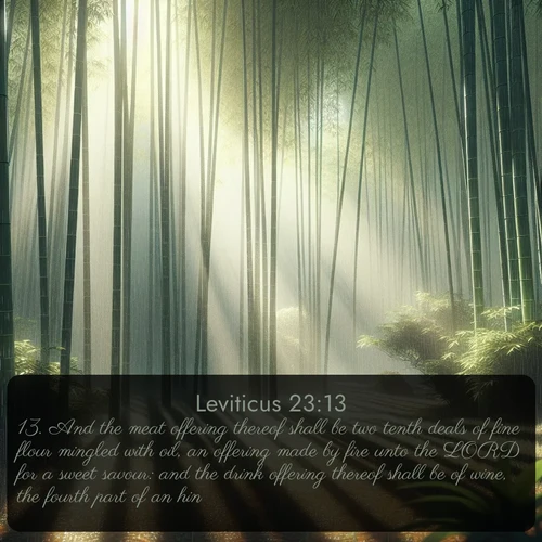 citation biblique : 13. And the meat offering thereof shall be two tenth deals of fine flour mingled with oil, an offering made by fire unto the LORD for a sweet savour: and the drink offering thereof shall be of wine, the fourth part of an hin.
 sur fond image nature