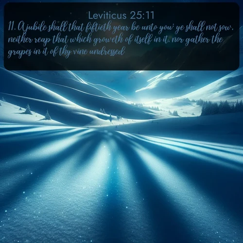 citation biblique : 11. A jubile shall that fiftieth year be unto you: ye shall not sow, neither reap that which groweth of itself in it, nor gather the grapes in it of thy vine undressed.
 sur fond image nature