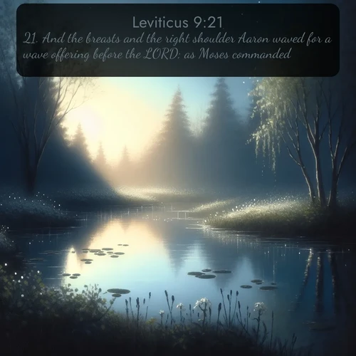 citation biblique : 21. And the breasts and the right shoulder Aaron waved for a wave offering before the LORD; as Moses commanded.
 sur fond image nature