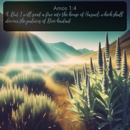 citation biblique : 4. But I will send a fire into the house of Hazael, which shall devour the palaces of Ben-hadad.
 sur fond image nature