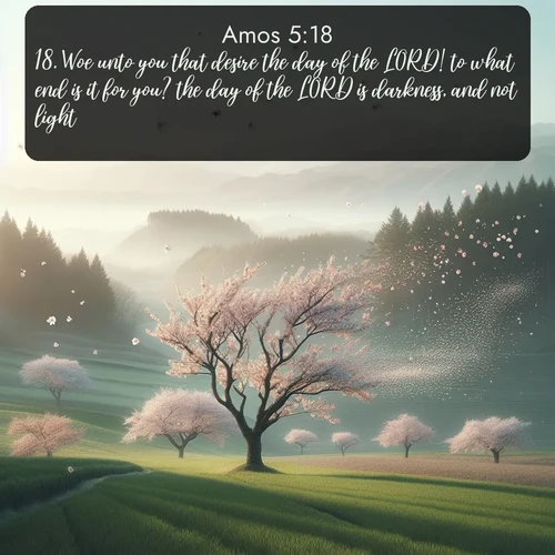 citation biblique : 18. Woe unto you that desire the day of the LORD! to what end is it for you? the day of the LORD is darkness, and not light.
 sur fond image nature