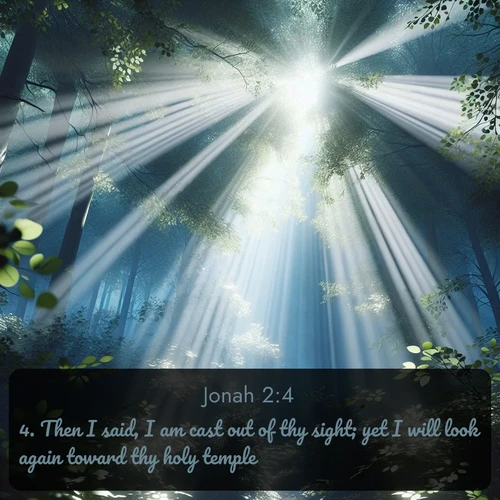 citation biblique : 4. Then I said, I am cast out of thy sight; yet I will look again toward thy holy temple.
 sur fond image nature
