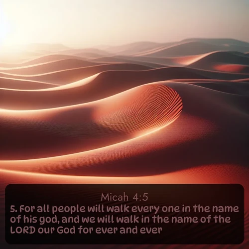 citation biblique : 5. For all people will walk every one in the name of his god, and we will walk in the name of the LORD our God for ever and ever.
 sur fond image nature