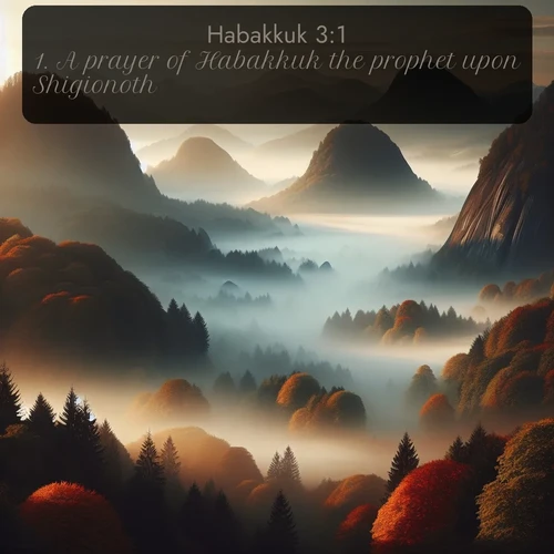 citation biblique : 1. A prayer of Habakkuk the prophet upon Shigionoth.
 sur fond image nature