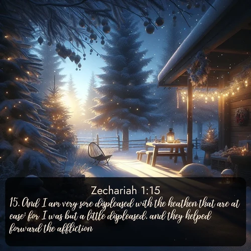 citation biblique : 15. And I am very sore displeased with the heathen that are at ease: for I was but a little displeased, and they helped forward the affliction.
 sur fond image nature