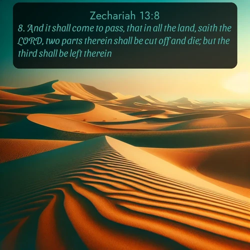 citation biblique : 8. And it shall come to pass, that in all the land, saith the LORD, two parts therein shall be cut off and die; but the third shall be left therein.
 sur fond image nature