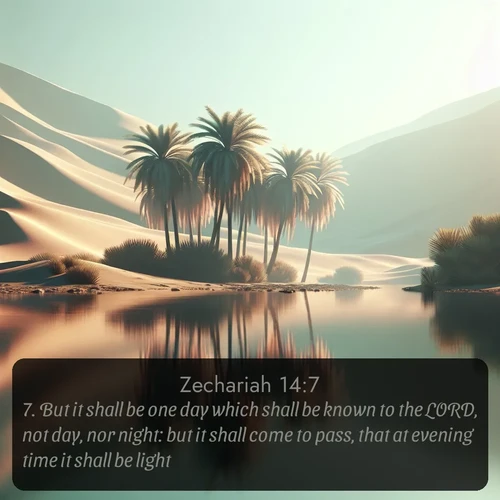citation biblique : 7. But it shall be one day which shall be known to the LORD, not day, nor night: but it shall come to pass, that at evening time it shall be light.
 sur fond image nature