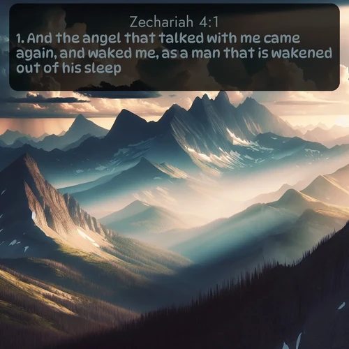 citation biblique : 1. And the angel that talked with me came again, and waked me, as a man that is wakened out of his sleep,
 sur fond image nature