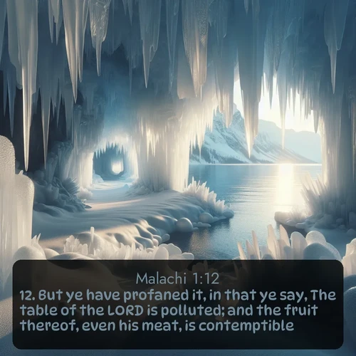 citation biblique : 12. But ye have profaned it, in that ye say, The table of the LORD is polluted; and the fruit thereof, even his meat, is contemptible.
 sur fond image nature