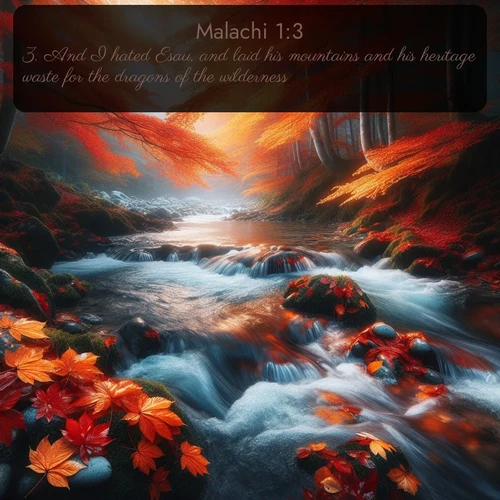 citation biblique : 3. And I hated Esau, and laid his mountains and his heritage waste for the dragons of the wilderness.
 sur fond image nature