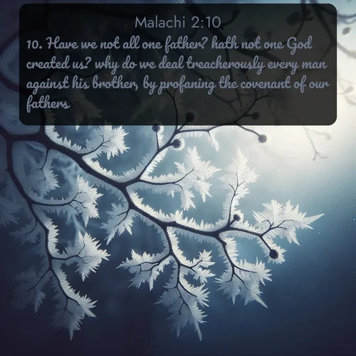 citation biblique : 10. Have we not all one father? hath not one God created us? why do we deal treacherously every man against his brother, by profaning the covenant of our fathers?
 sur fond image nature