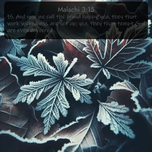 citation biblique : 15. And now we call the proud happy; yea, they that work wickedness are set up; yea, they that tempt God are even delivered.
 sur fond image nature