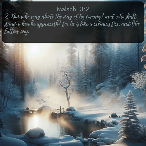 citation biblique : 2. But who may abide the day of his coming? and who shall stand when he appeareth? for he is like a refiner&#039;s fire, and like fullers&#039; soap:
 sur fond image nature